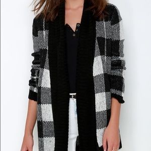 BB Dakota Jalen Black Plaid Cardigan Sweater